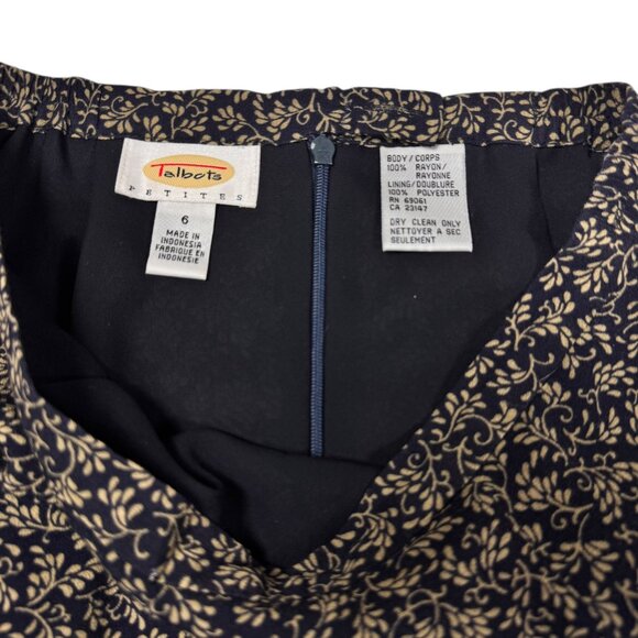 VTG 90s Talbots Dark Floral Midi Skirt Sz.6 Black Y2K Whimsigoth Boho Fairy - Picture 4 of 9